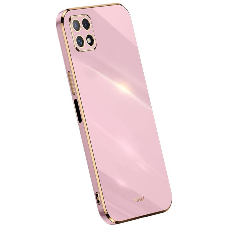 

XINLI Phone Case for Samsung Galaxy A22 5G (EU Version),Electroplating Golden Edge Bump Proof TPU Protective Cover Purple