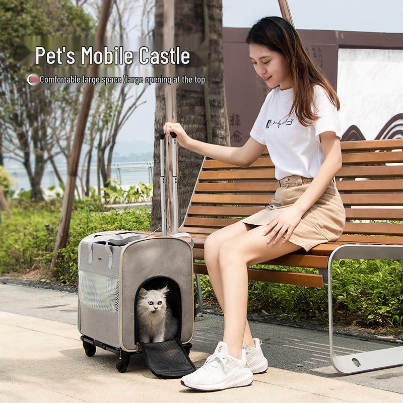 Large Capacity Pet Travel Cage: Breathable Trolley Bag for Cats & Dogs