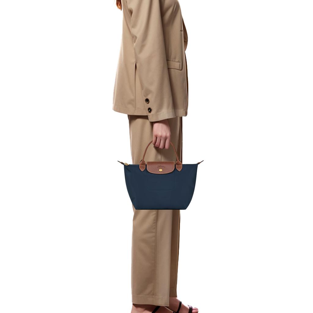 Longchamp Short Handle Zipper Snap Closure Tote Bag Women handbags Navy-Blue 1621089P68