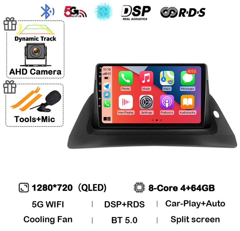 Android 14 Carplay Auto 4G+WIFI For Renault Kangoo 2009-2012 2015 2016 2017 2018 Car Radio Multimedia Stereo Video Player GPS BT