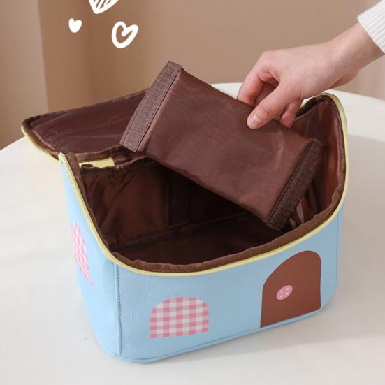 House Shape Makeup Bag Cute Cosmetic Storage Case with Top Handle Travel