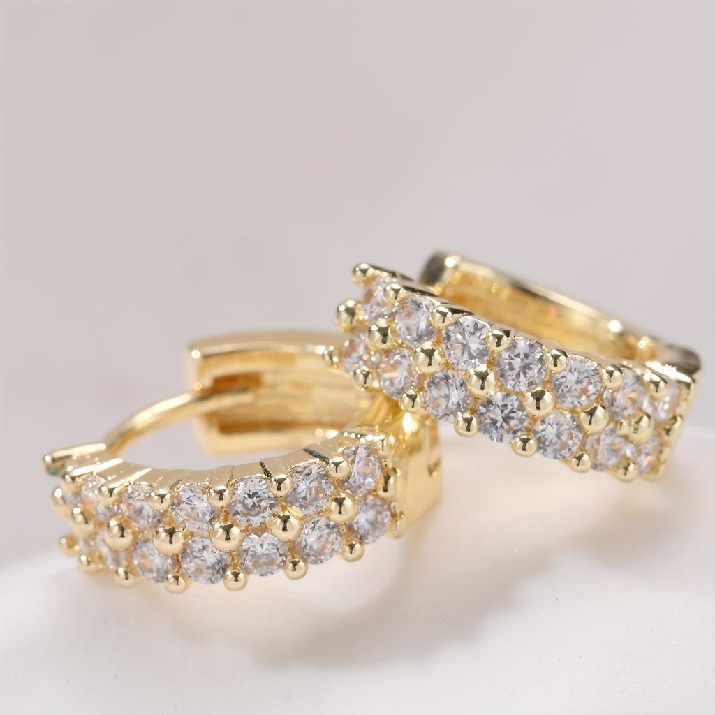 Małe Kolczyki Koła z Podwójnym Rzędem Cyrkonii Prosty i Elegancki Styl Kolczyki na Randkę