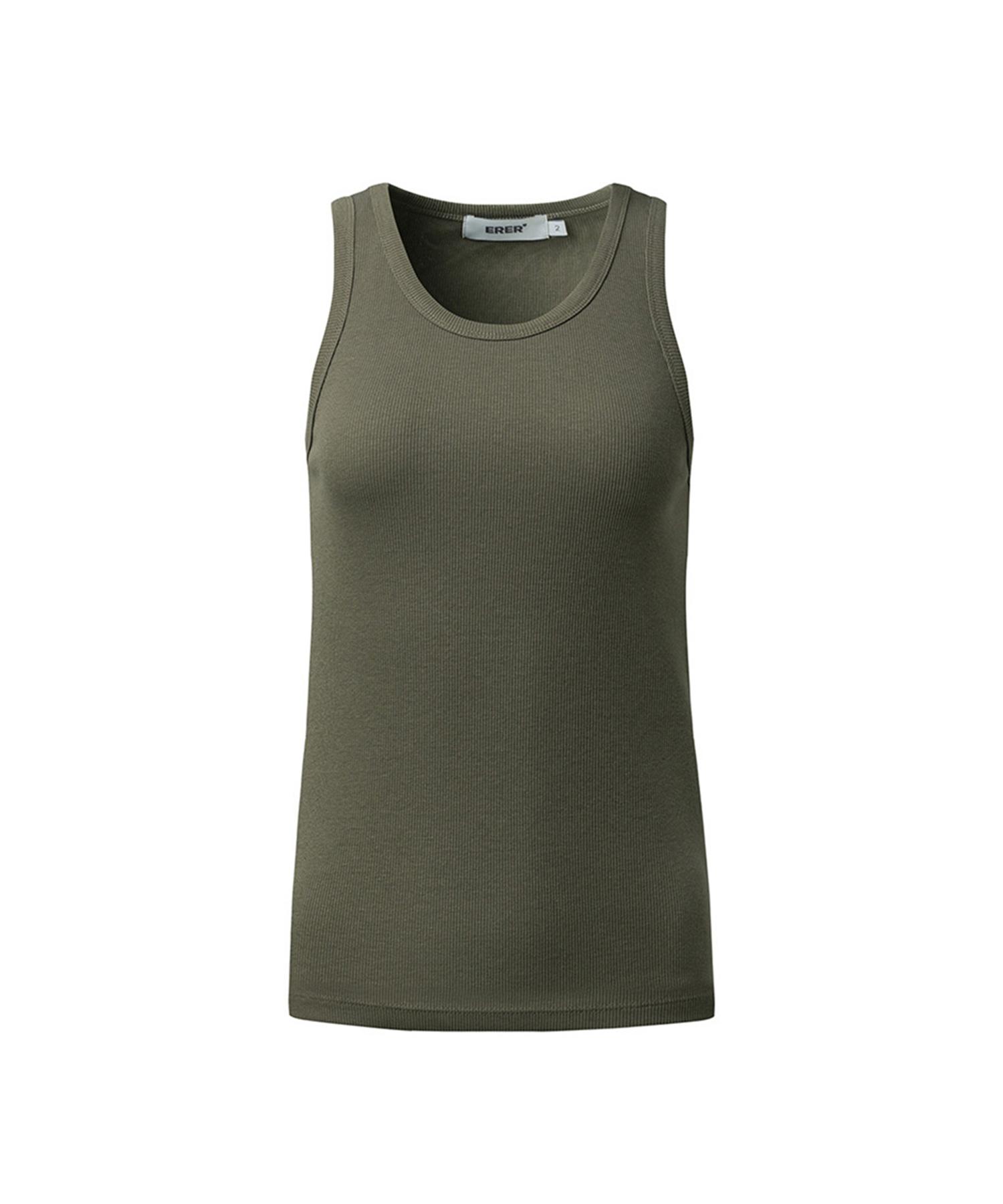 Er Er Erer Logo Ribbed Tank Top Khaki Khaki/2