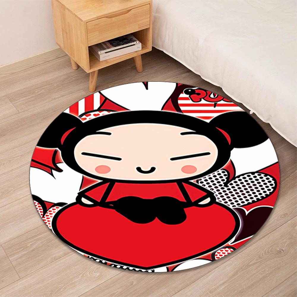 Pucca Printed Round Rug Carpet Chair Rug Area Rug Entryway Doormats,for Office Chair Living Room Bedroom Kitchen Room.