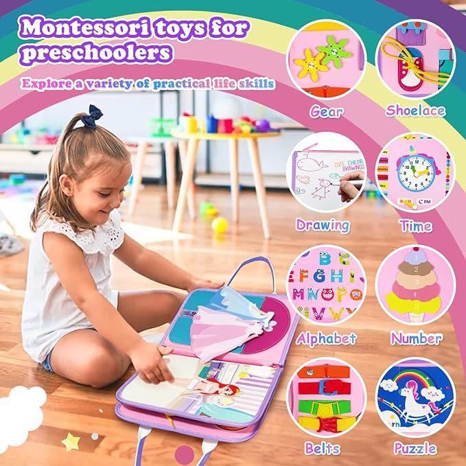 Felt Busy Board, Dressing Board Educational Toys Children'S Felt Learning Board Felt Early Education