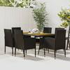7 Piece Garden Dining Set Poly Rattan Black