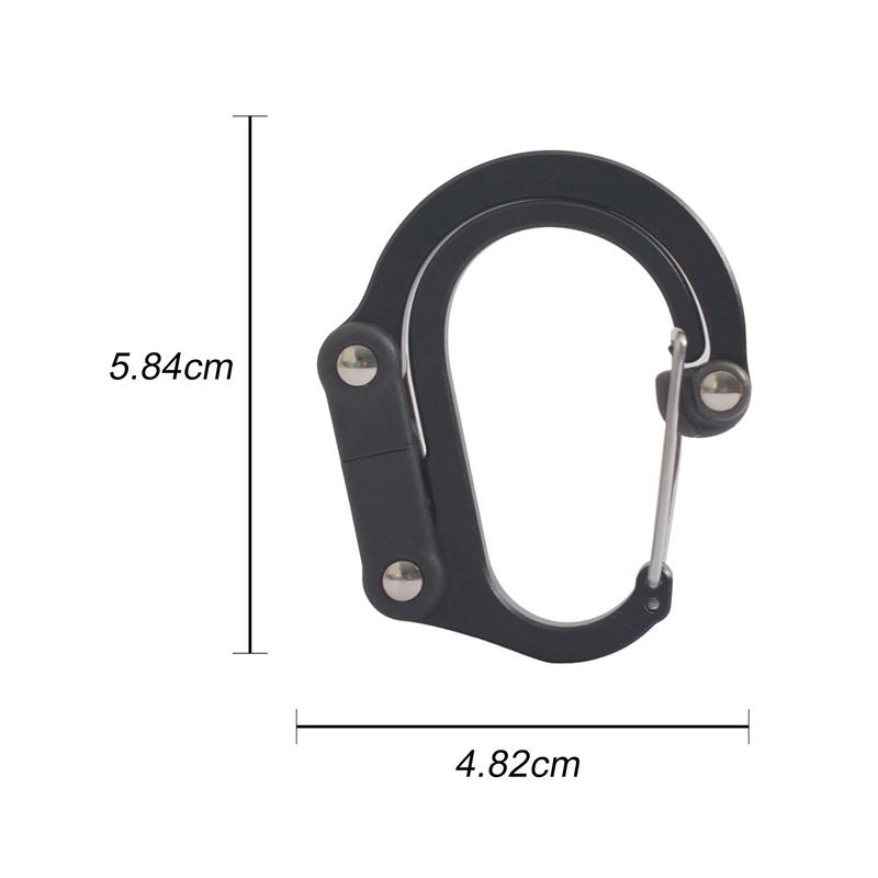 Locking Carabiner Heavy Duty D Shaped Aluminum Carabiner Clip 360Degree Rotating Folded Joints Hooks Aluminum D Shaped Clip Hook