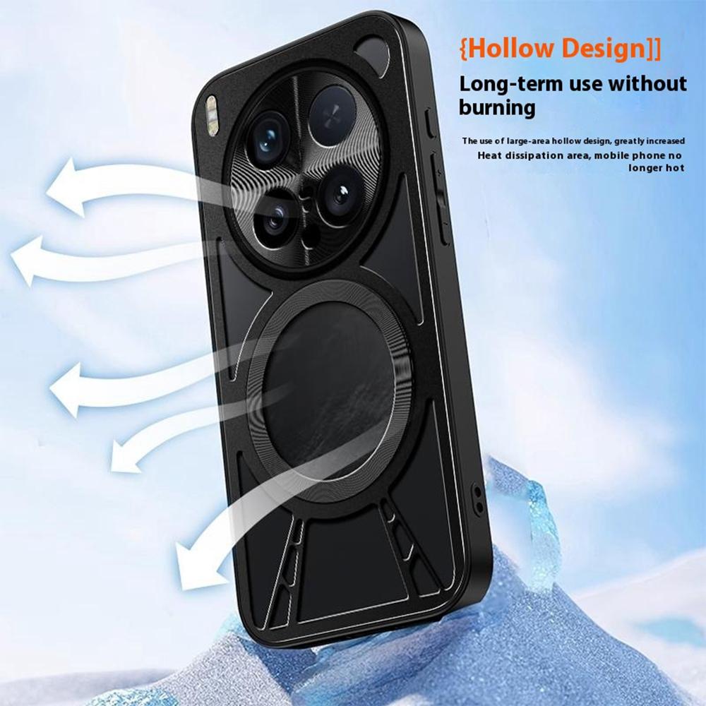 For vivo X200 Ultra 5G Case Magnetic Kickstand Hollow Heat Dissipation Silicone+PC+Metal Bumper Phone Cover