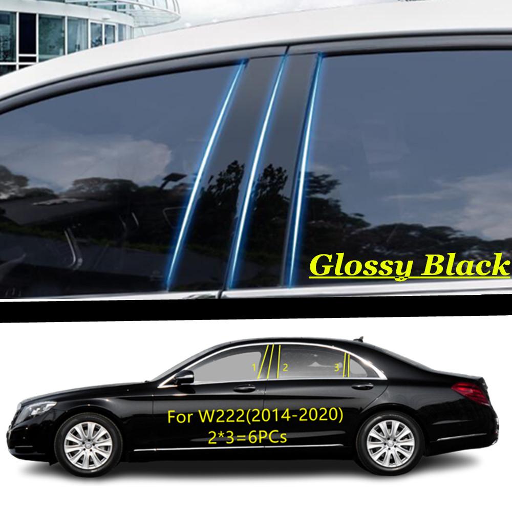 

For Mercedes Benz S-Class W220 W221 W222 W223 1998-2024 Car PC Material Pillar Post Cover Door Trim Window Molding Sticker Plate Black 2014-2020