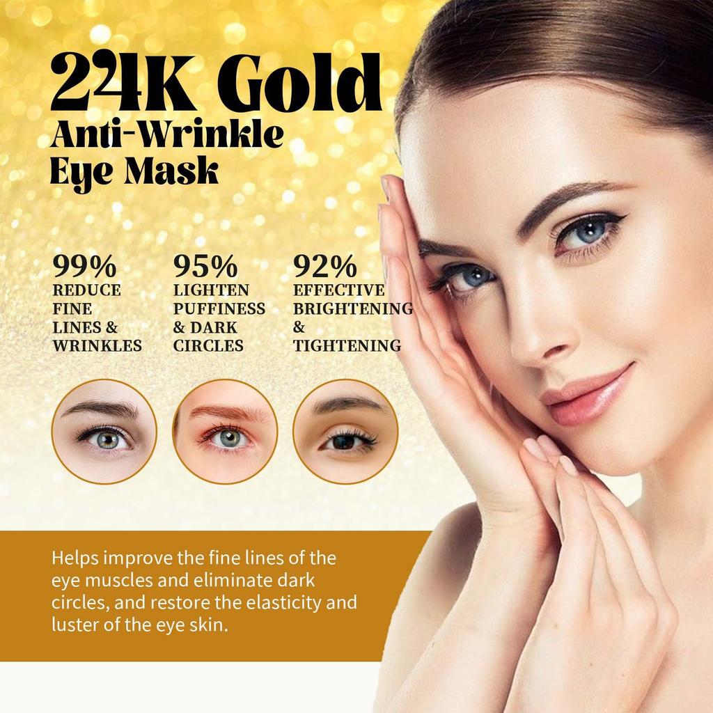EELHOE 24k Gold Eye Mask Hydrating, Nourishing and Moisturizing Eye Skin Eye Care