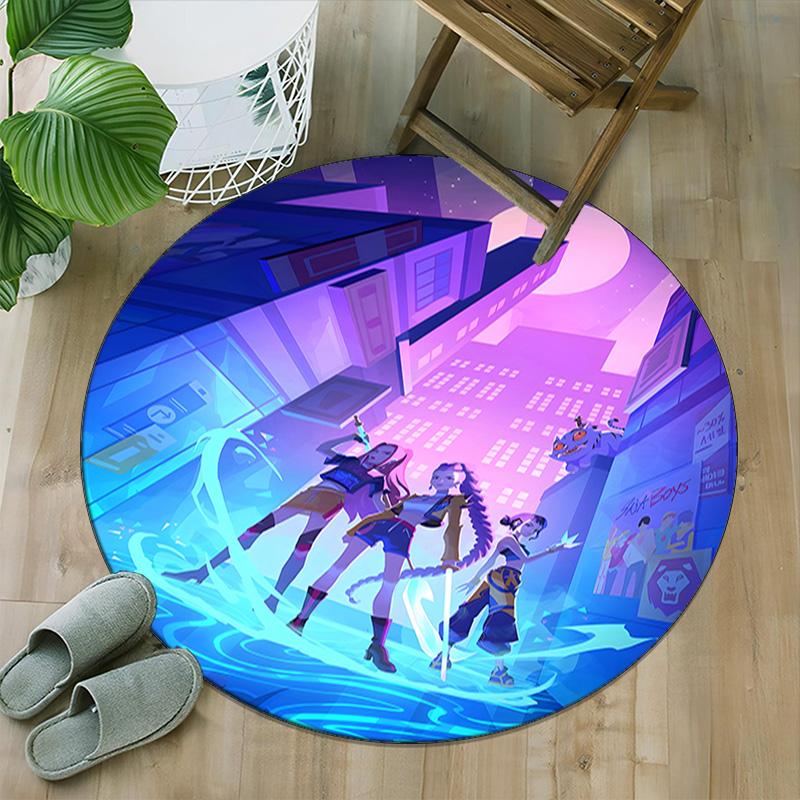 1pc KPop Demon Hunters28 Print Round Carpet Chair Round Carpet Suitable for Bedroom Living Room Home Decorative Carpet