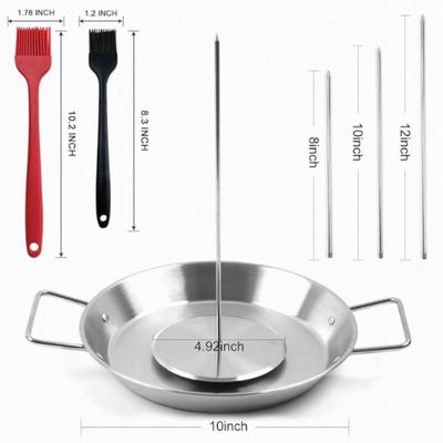 Vertikaler Edelstahl-Schraub-BBQ-Topf-Set mit 3 Bürsten, Pads, Handschuhen, Ölflasche und Haken
