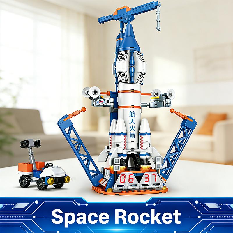 City Series Construction Brick Playset Space Aerospace Station MOC Aviation Manned Rocket Brick Playset Children Toys Playsetss Holiday Gift Present