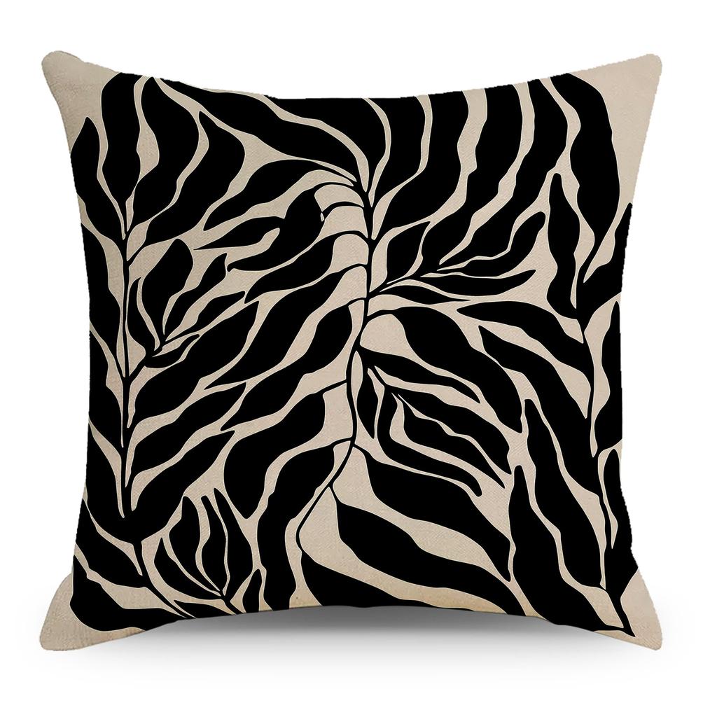 Nordic Abstract Linen Pillowcase Simple Black and White Ins Household Goods Sofa Bedside Car Pillow Cushion Cover