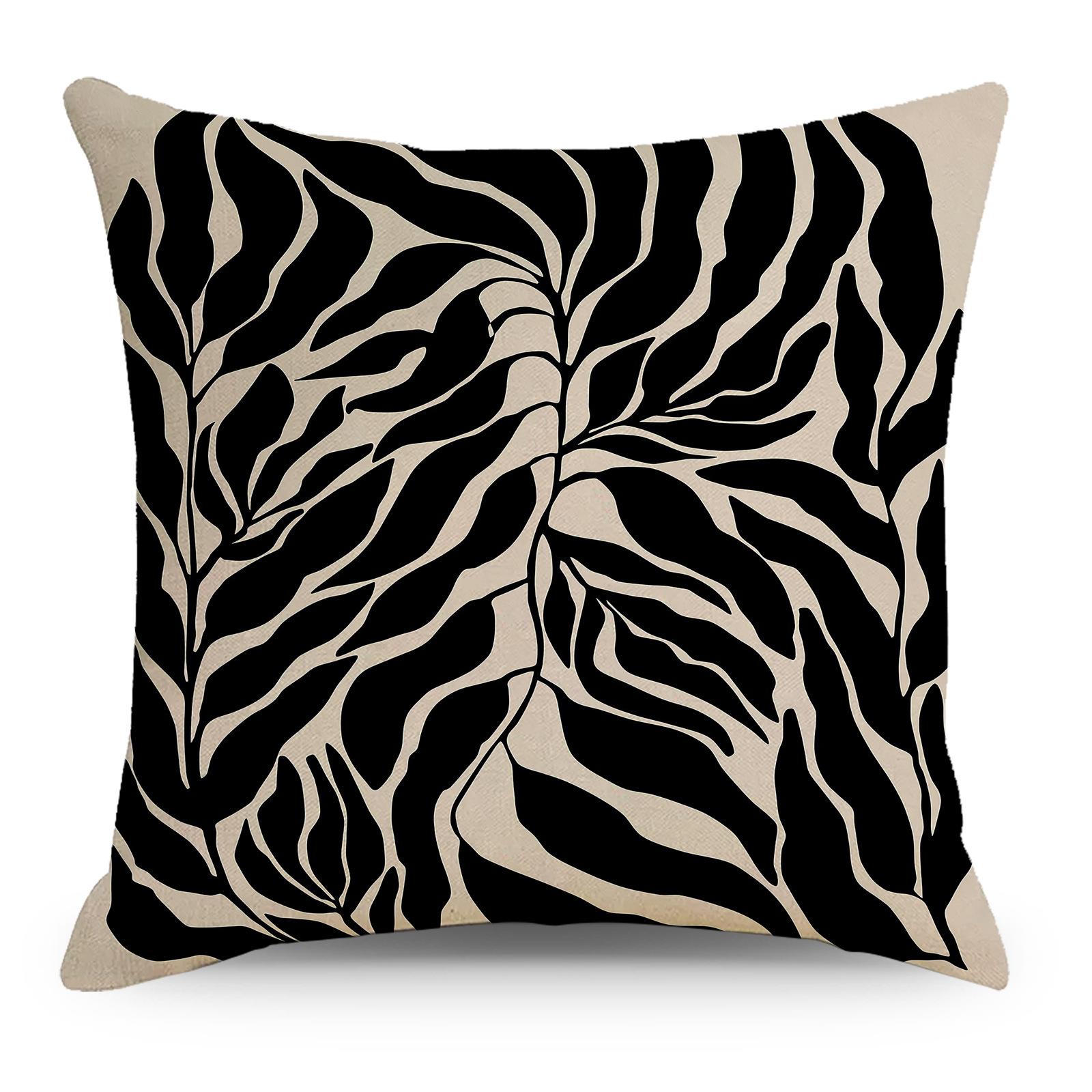 

Nordic Abstract Linen Pillow Cover Simple Black And White Ins Home Goods Sofa Bedside Car Pillow Cushion Cover 45 * 45Cm