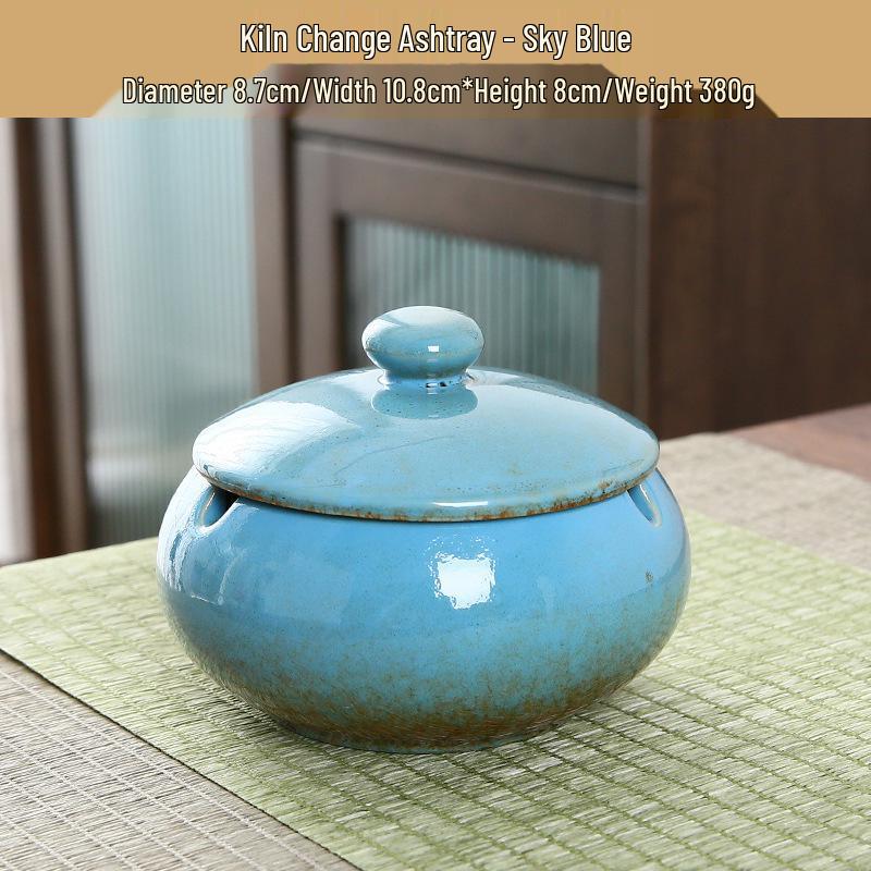 Creative European-Style Ceramic Ashtray with Dustproof Lid