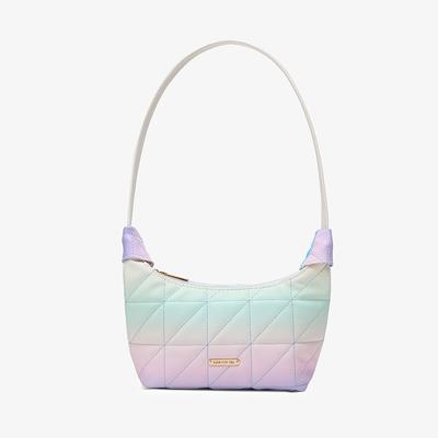 Nova bolsa de ombro feminina de temperamento doce e colorida, simples e leve, para axila