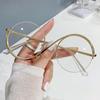 Round Semi-Rimless S Shape Glasses Women Eyeglasses Big Frame Clear Lens Optical Eyewear Vintage Anti-Blue Light Glasses