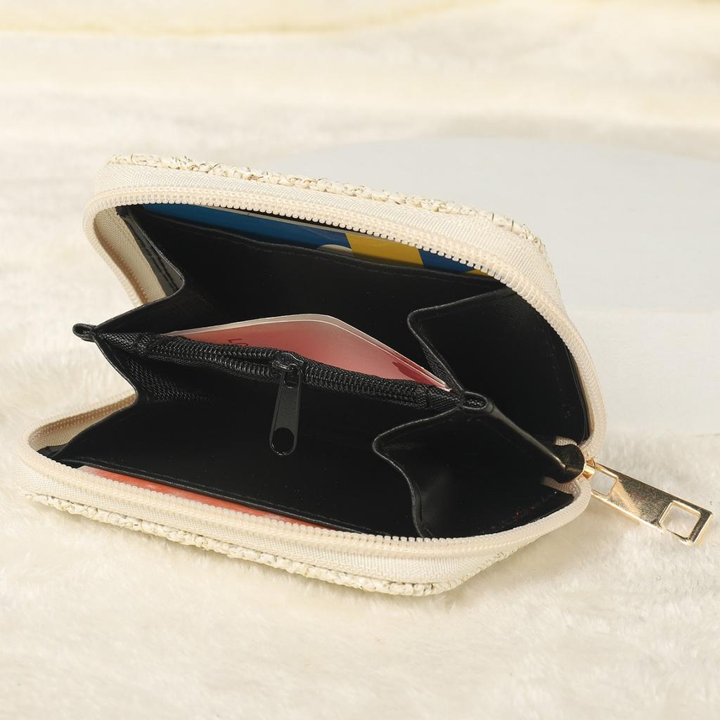 Straw Woven Material Small Wallet, Coin Purse, Card Holder, Mini Wallet