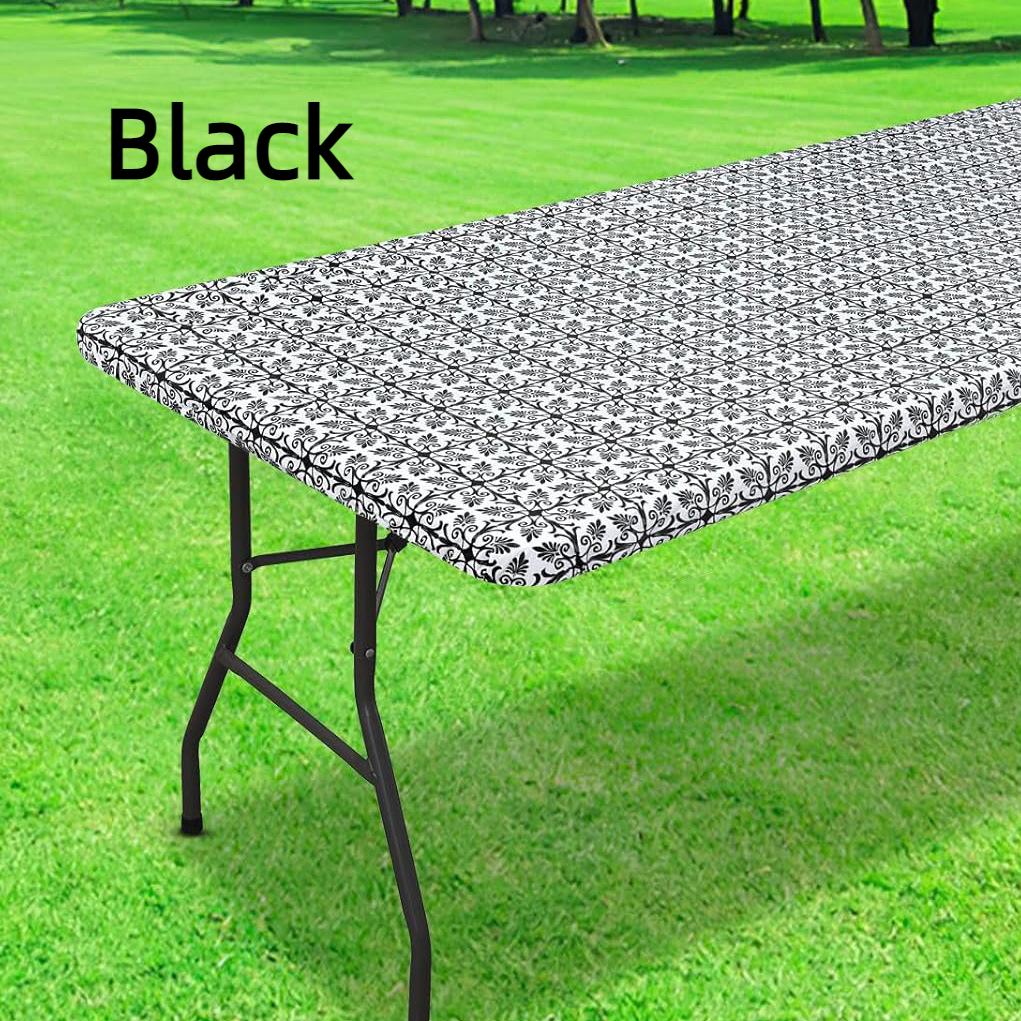 

Моющаяся скатерть для улицы 4/6/8 футов с эластичными краями - идеально подходит для кемпинга, пикников и садовых вечеринок - прочный полиэстер 8FT（30*96）