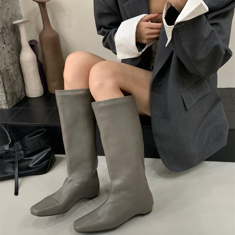 Herbst und Winter 2025 neue dünne hohe Ritterstiefel Damen vielseitige eckige Zehenpartie Innenhöhe erhöht aber Kniestiefel Herbst und Winter
