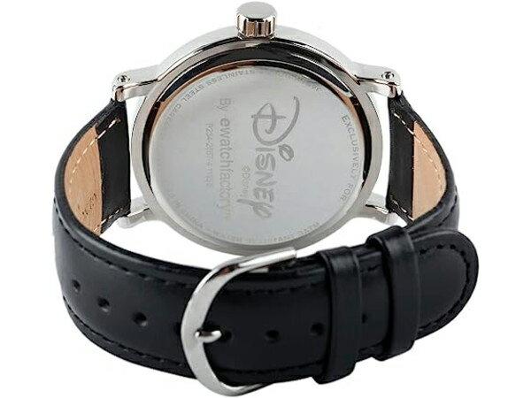 Disney Mickey Mouse Wristwatch (silver) Flat Black Leather Band Adult Vintage.