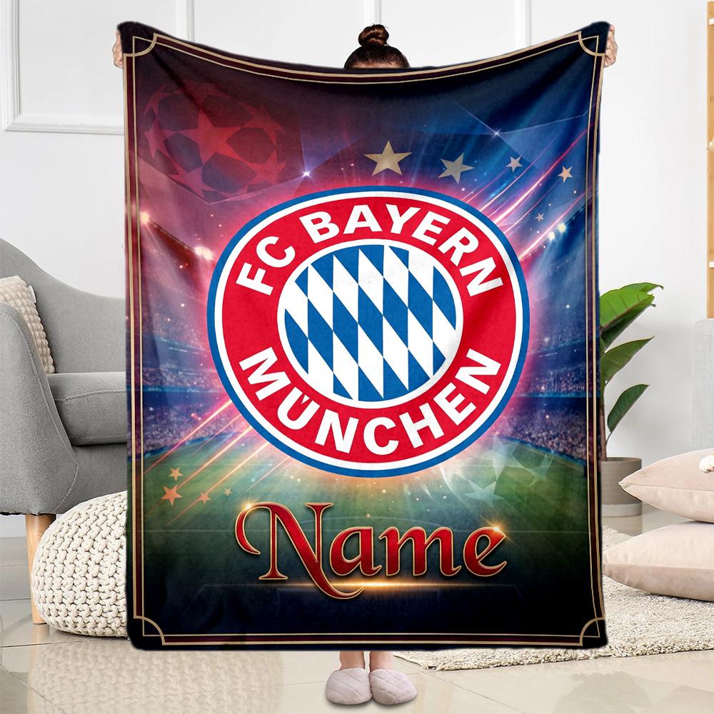 Bayern Munich Stadium Night Personalized Name Blanket Throw Customizable Blanket Warmthful Decor for Nap Couch Livingroom Chair Four Seasons Universal