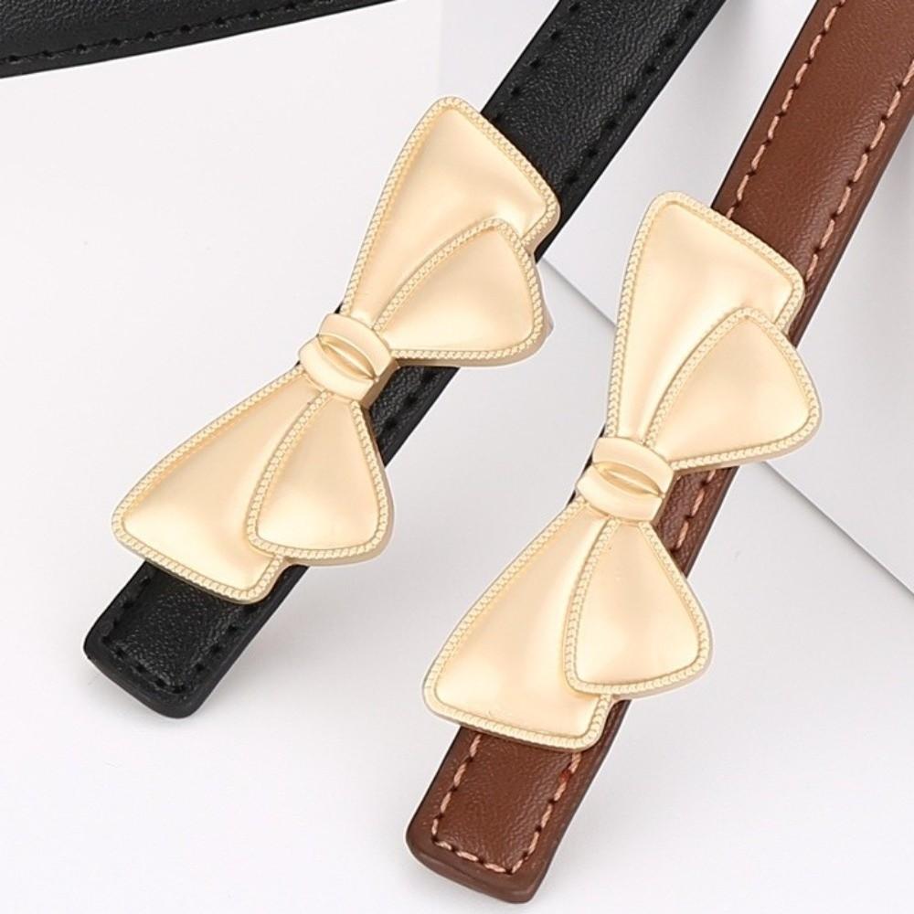Bow Buckle Women's Belt Leather Bow Buckle Belt Fashion Waist Belt  Daily Outfits