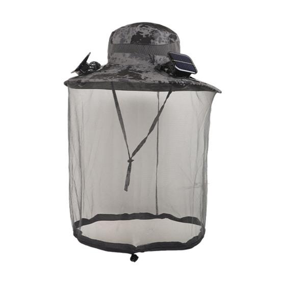 Solar Fan Cap Wide Brim Built-in Dual Solar Fans USB Charging Cooling Fishing Hat Breathable Mesh Cover Sun Protection