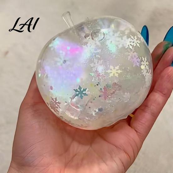 Squeeze Stress Ball Clear Glitter Fruit Toy Anxiety Relief Snowflake Sequins Sensory Slow Rising Stretchy Fidget Party Favors Rebound
