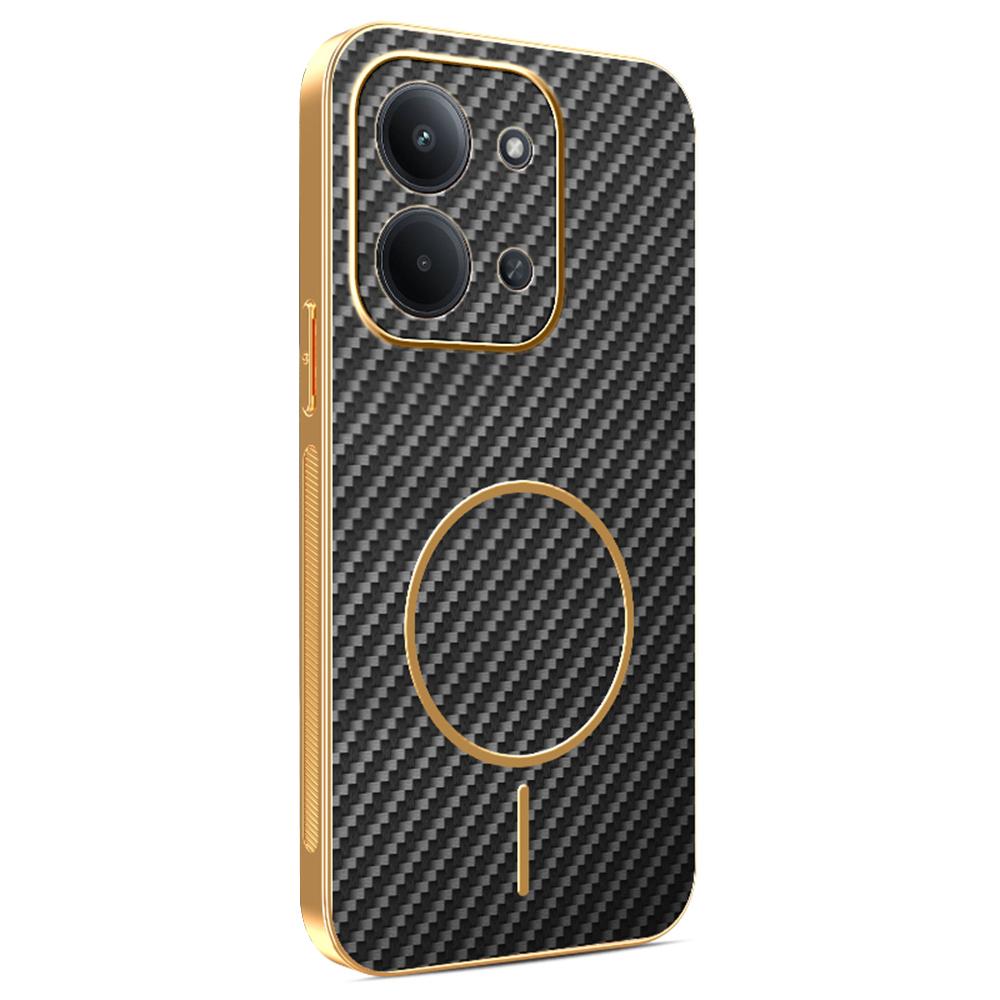 For Xiaomi Redmi 15C 4G (Global) (171mm) Phone Case Carbon Fiber Textured Electroplated TPU Back Cover
