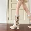 Removable thick-soled knight boots women's autumn and winter new retro two-wear long boots thick high-heeled tube boots