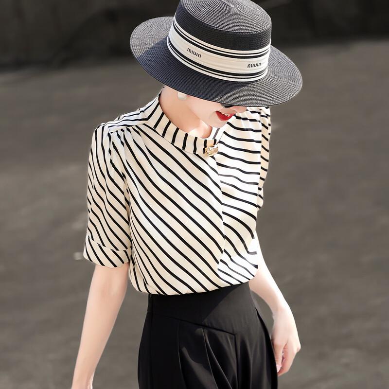 

Women s Striped Satin Commuter Shirt XL