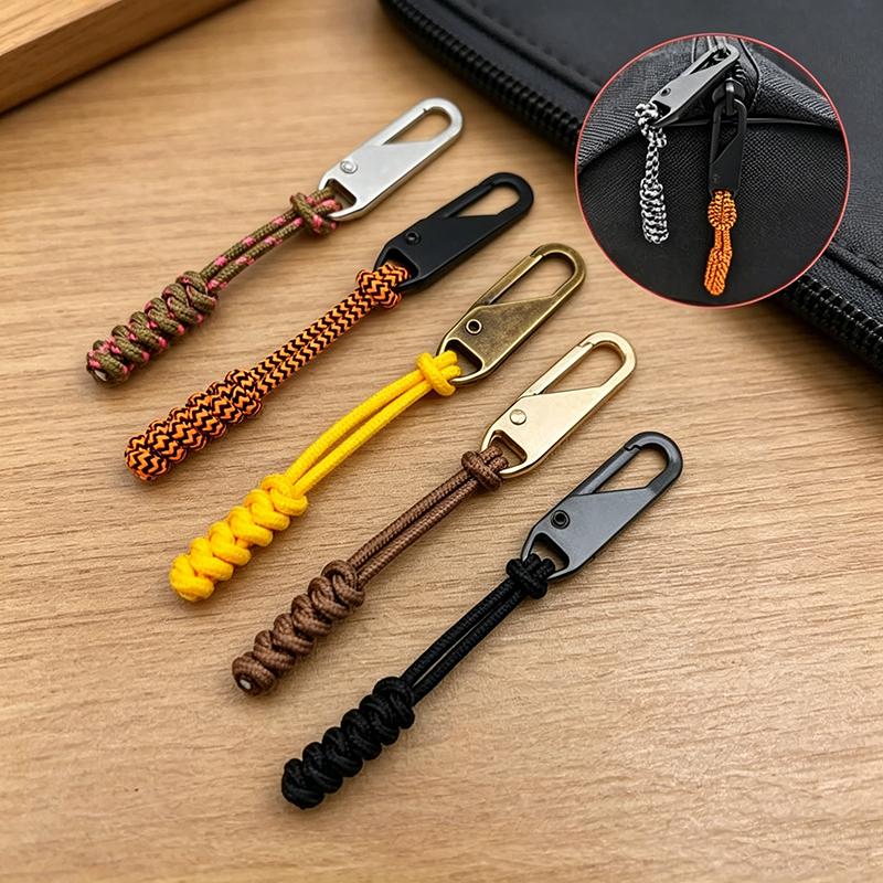 5PCS Fabric Zipper Closure Replacement Slider for Zipper Handle Repair Kit Zipper Pullers Durable Wear-Resistant Cord LLT003