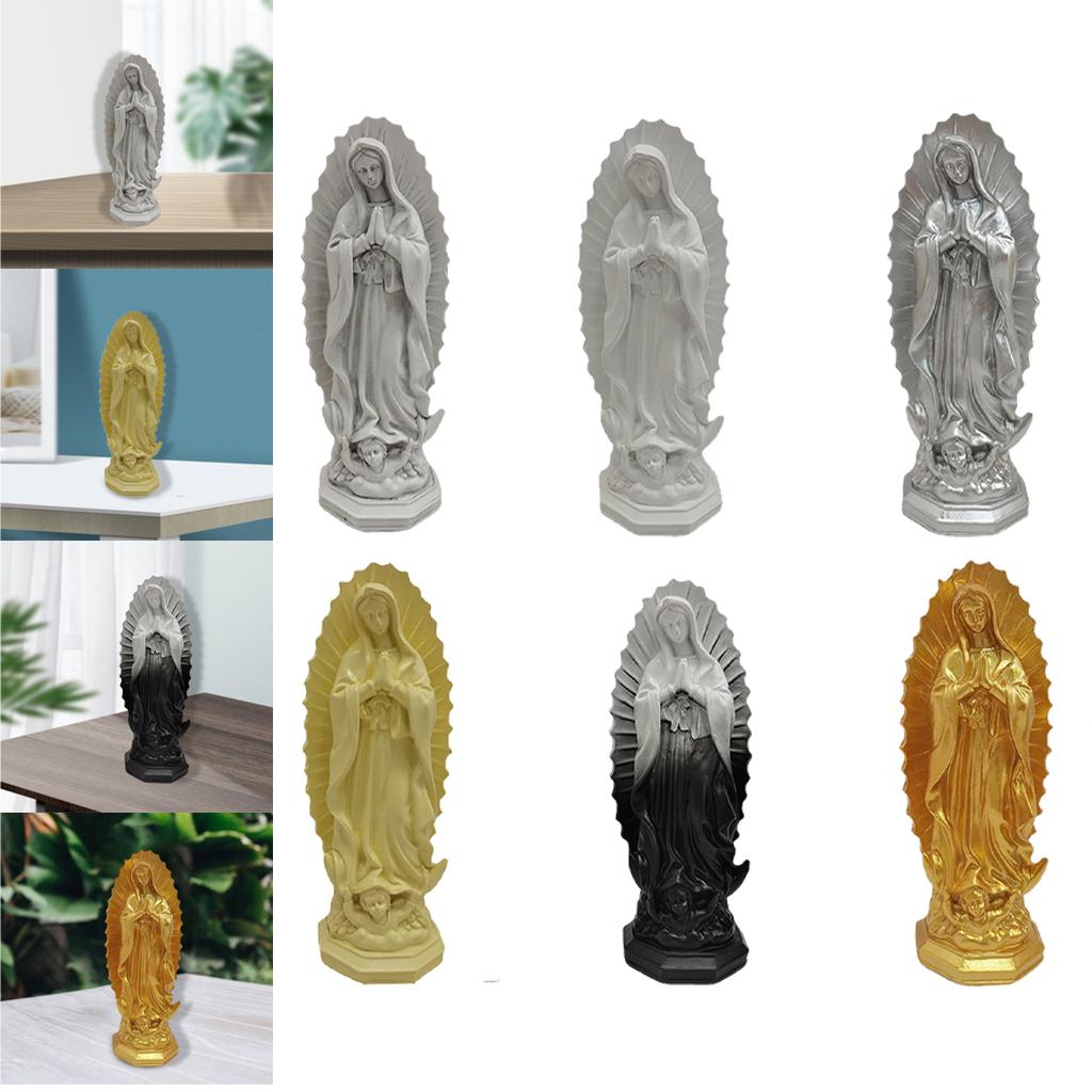 Resin Mary Statue Figure Blessed Mother Ornament Figurine Handmade for Patio Wedding Gift Tabletop Outdoor Decor