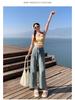 Plus Size Women's Loose High Waist Wide Leg Jeans with Front Patch Pockets