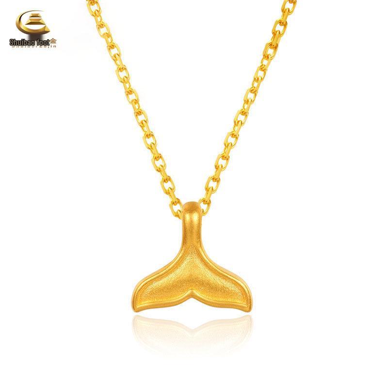 Shuibei 999 Pure Gold Fish Tail Pendant - 3D Hard Gold Necklace Pendant Only