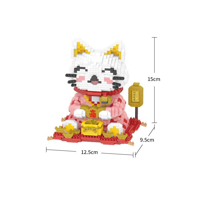 New Year Gifts Lovely Cartoon Micro Diamond Block Fortune Lucky Cat Building Brick Assemble Nanobricks Education Toys For Gifts