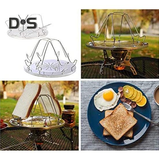 Camping-Toasterständer, Edelstahl, Campingkocher, Toaster für 4 Scheiben Brot, Picknick, Wandern, tragbarer Toasterständer