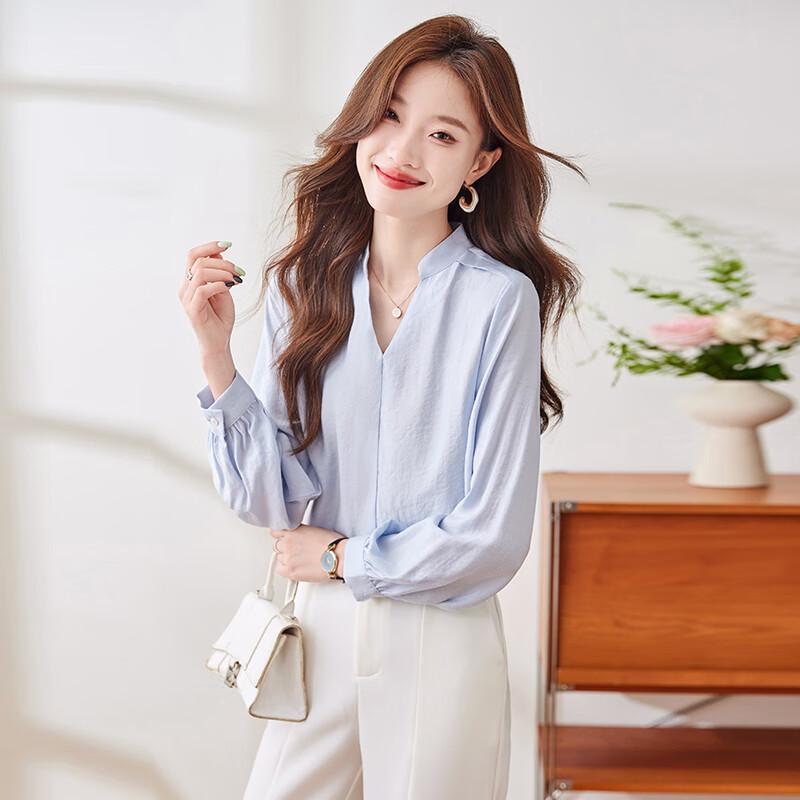 Tluoman Elegant V-Neck Long Sleeve Blouse