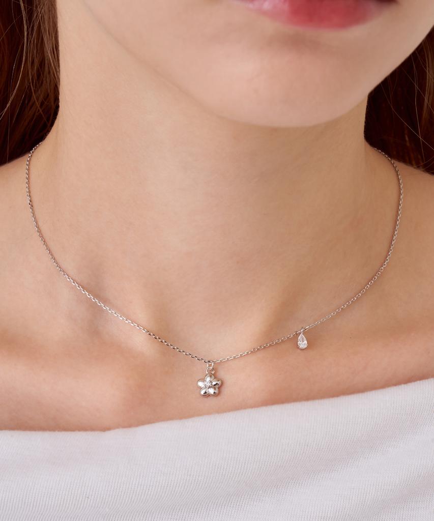 Ellejewelry Simple Flower Necklace Elbrnn244 (14K Gold Plated)