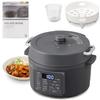 IRIS OHYAMA Electric Pressure Cooker, Grill Pot, 2-in-1, 3L Capacity, Serves 2-3 People, Includes 6 Automatic Cooking Menus and 100 Recipes, Gray, PC-