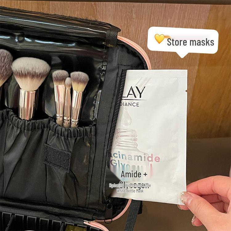 2025 New Style Women's Portable Makeup Bag - Large Capacity, Waterproof Travel Case with Mirror