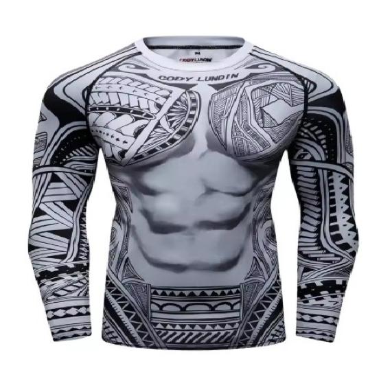 Muay Thai Kickboxing Boxing MMA UFC Shirt Slim Athletic Fit Long Sleeve Turtle Neck Gym Unisex Men Women Fitness Workout Quick Dry Print Training Tee