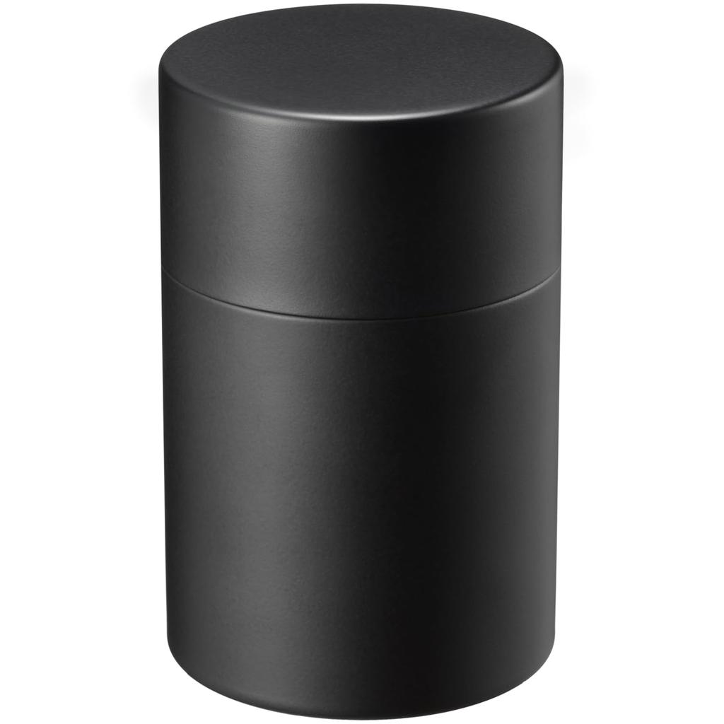 Wahei Freiz Stainless Steel Tea Tea Made in Canister, Container, Japan, Tsubame-Sanjo, Black, EM-082