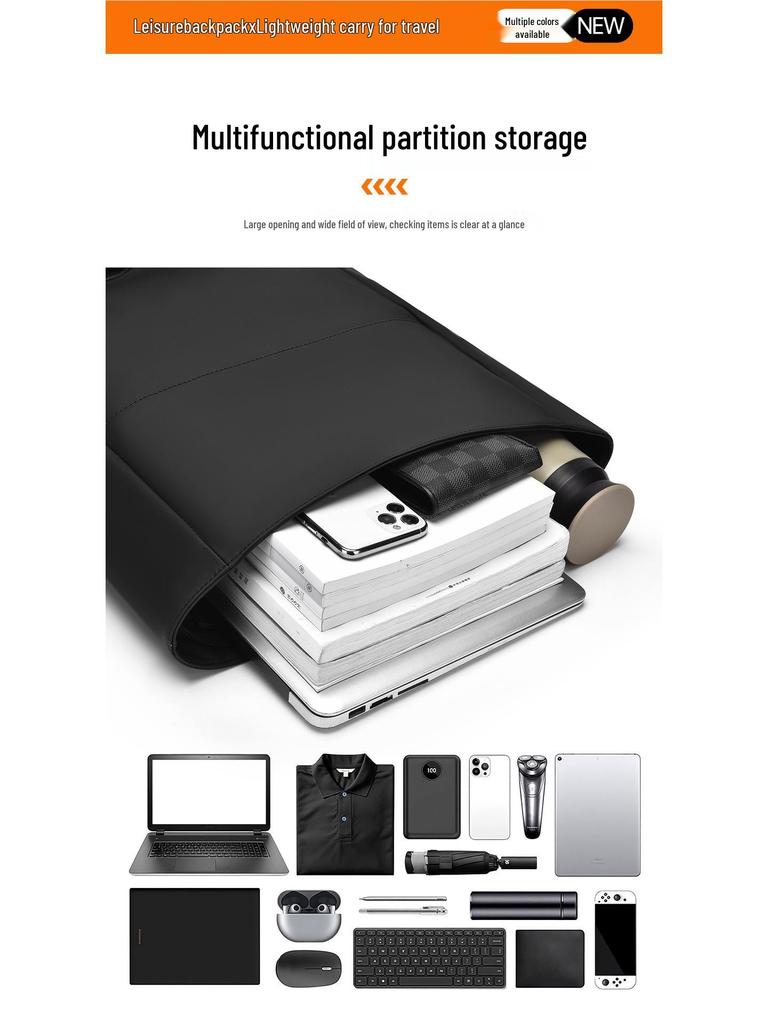 Mångsidig ryggsäck med stor kapacitet i enfärgad design för daglig pendling och resor