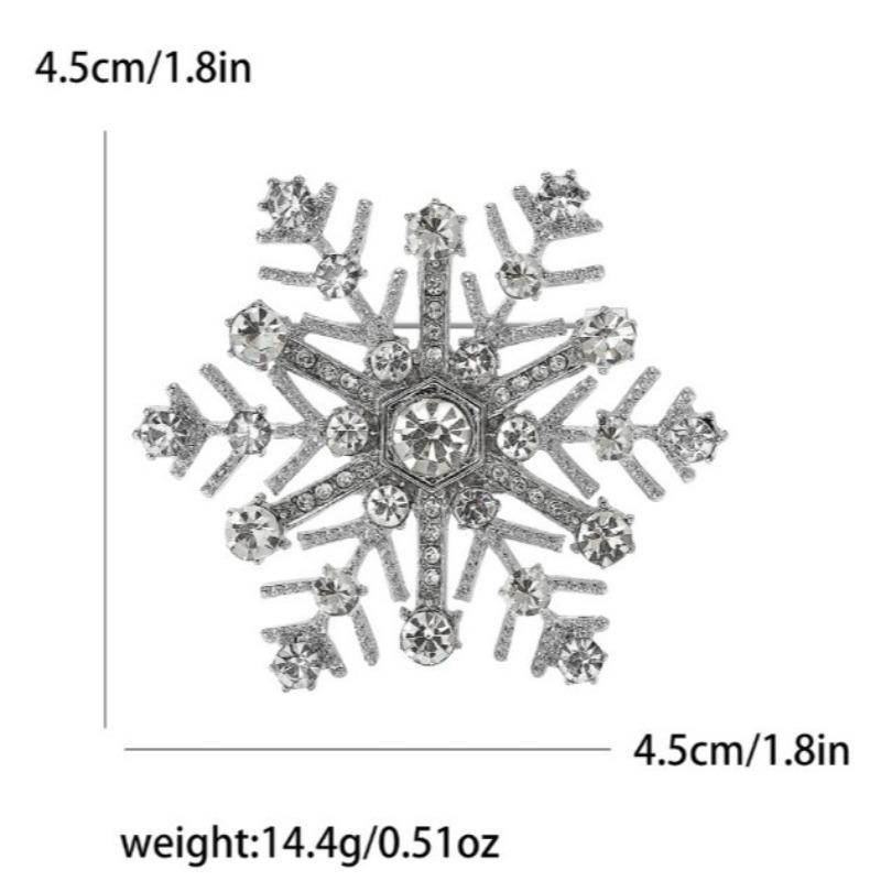 Fashion Rhinestone Snowflake Brooches for Women Clothing Coat Jewelry Accessories Gifts