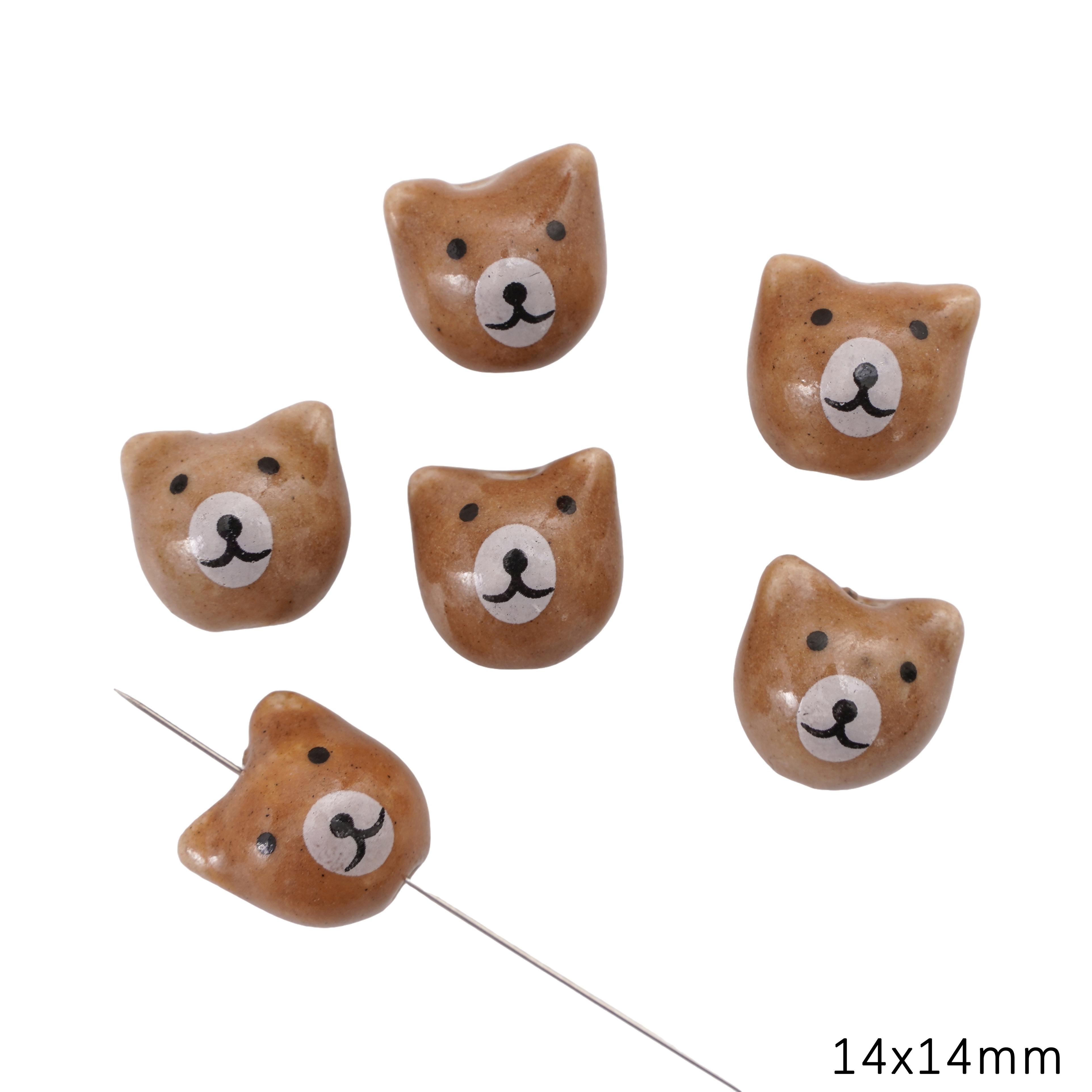 

Керамические расписанные вручную бусины для милых животных-подвесок для браслетов, ожерелий и ювелирных изделий своими руками Bear head