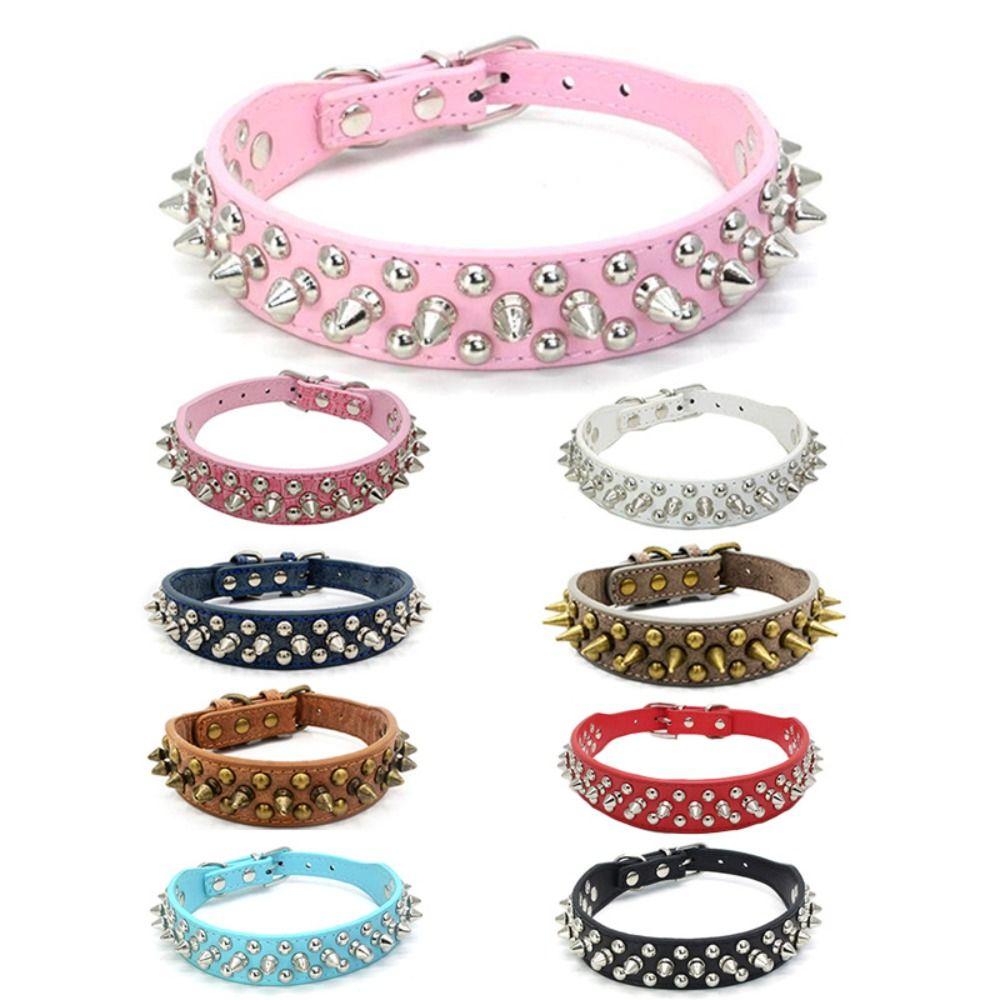 Anti-Biss Stachelhalsband für Haustiere Hundehalsband PU-Leder Nieten Pet Collar Für Kleinen Hund Katze