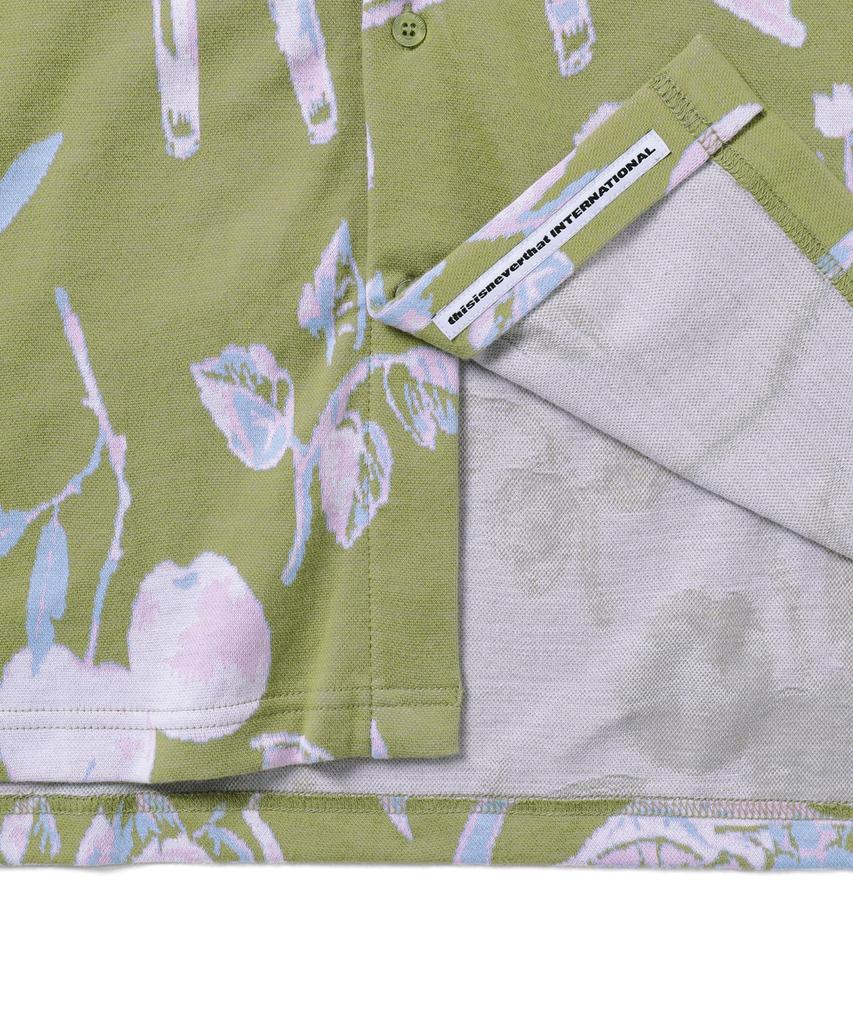 THISISNEVERTHAT Object Jacquard Button Up Top Green